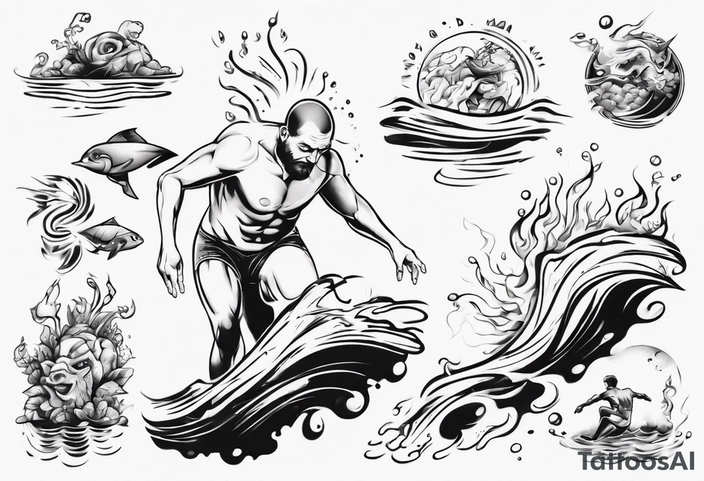 man swimming, no details tattoo idea