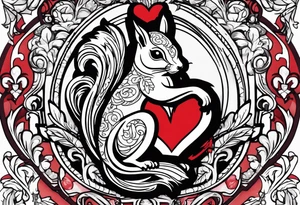Heart with letters p, s, and o with a squirrel tattoo idea