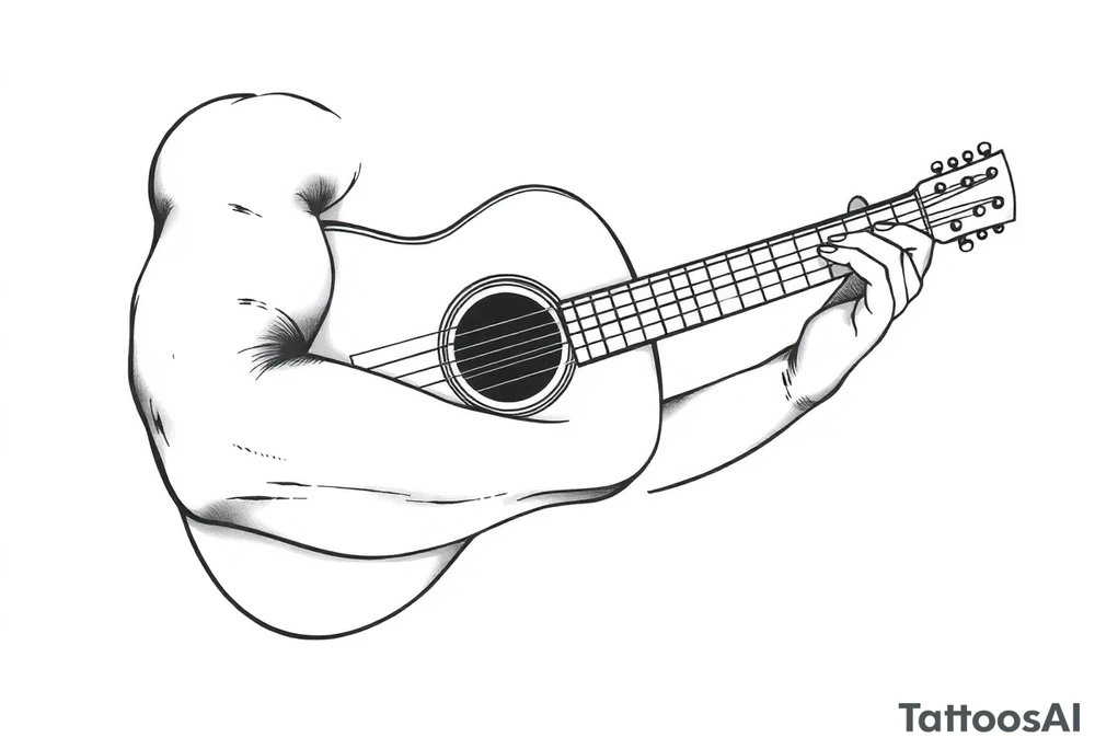 Line traditional American acoustic guitar tattoo idea