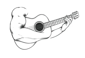 Line traditional American acoustic guitar tattoo idea