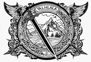sword Valhalla circle tattoo idea