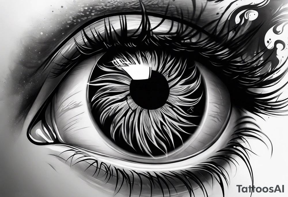 smoke fire eye tattoo idea