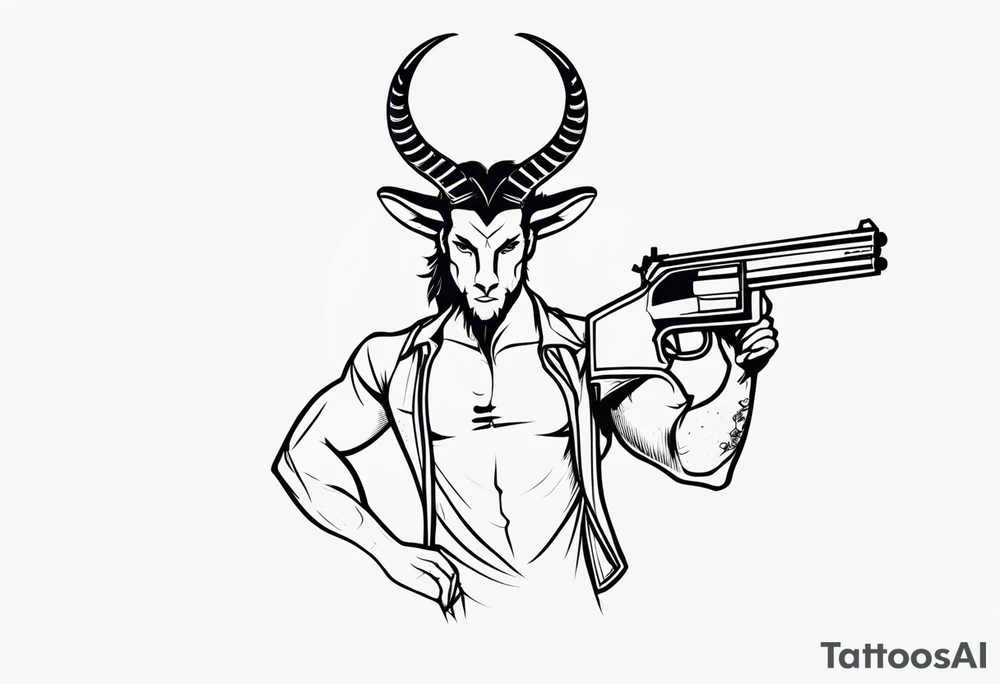 capricorn man with gun tattoo idea