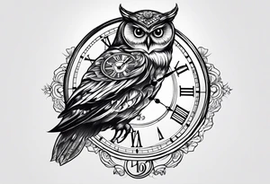 owl with a clock. time is running out tattoo idea