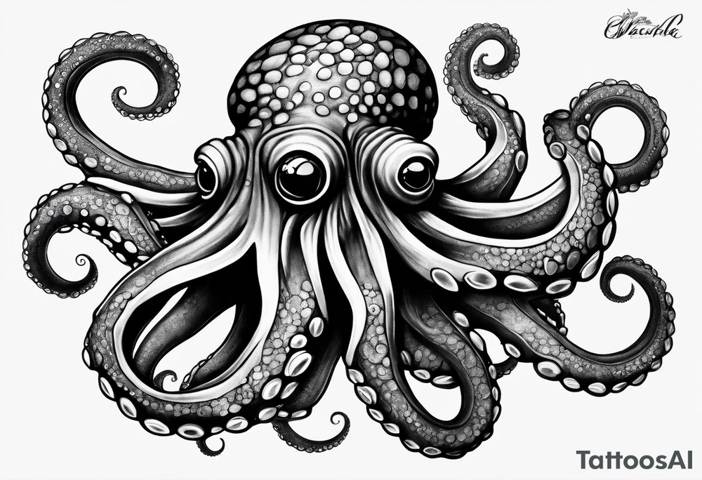 Large blue ring octopus tattoo idea