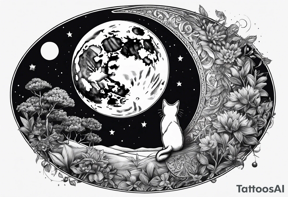 The little cat walking in the moon tattoo idea