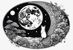 The little cat walking in the moon tattoo idea