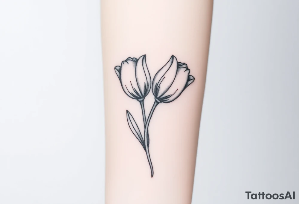 two intertwined tulips with stem tattoo idea