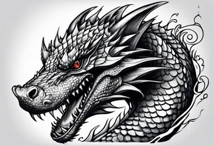 A water dragon with attributes of a great white shark tattoo idea