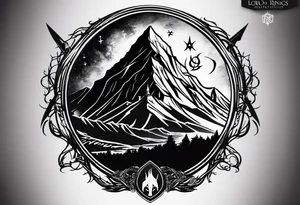 Lord of the rings with Harry Potter incorporated but clear visual of both movies. Small and minimal. Something like the deathly hallows symbol made out of swords and wizard staff from LOTR tattoo idea