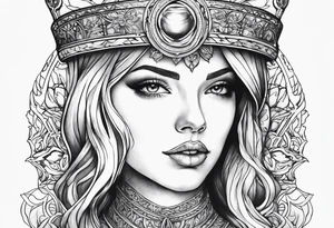 a woman with a halo holding a chalice tattoo idea