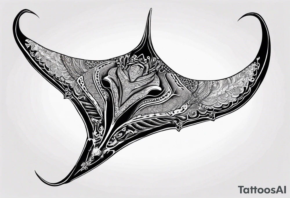 Manta ray in thai style tattoo idea