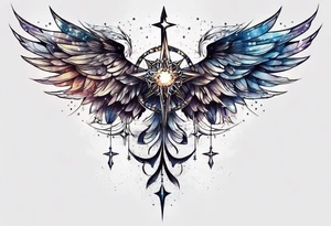 Constellation, wing , snow , cross tattoo idea