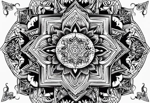 Combine intricate mandala patterns with religious symbols representing your faith at the center tattoo idea