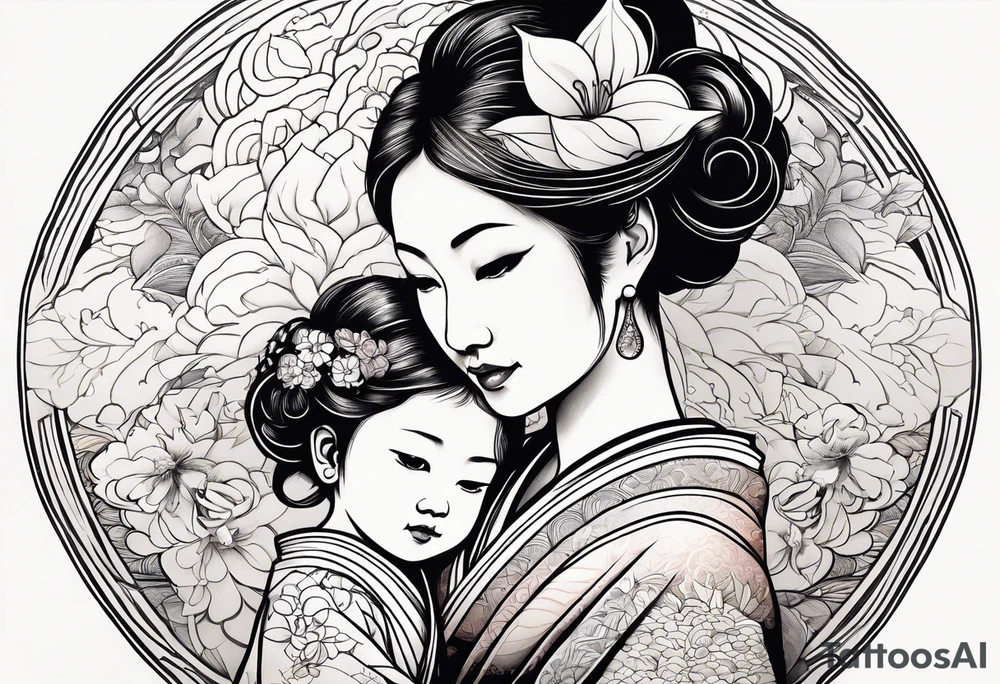 Mother daughter bond tattoo idea