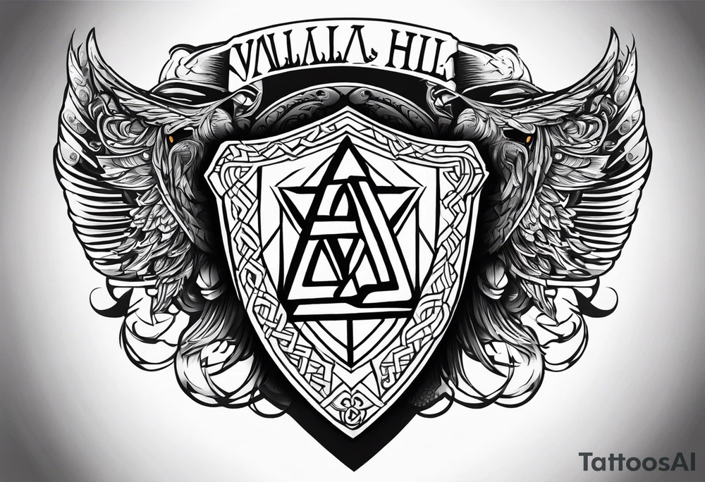 Valhalla shield valknut sword axe tattoo idea