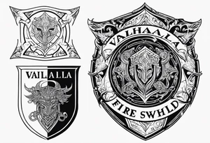 Valhalla shield fire sword tattoo idea