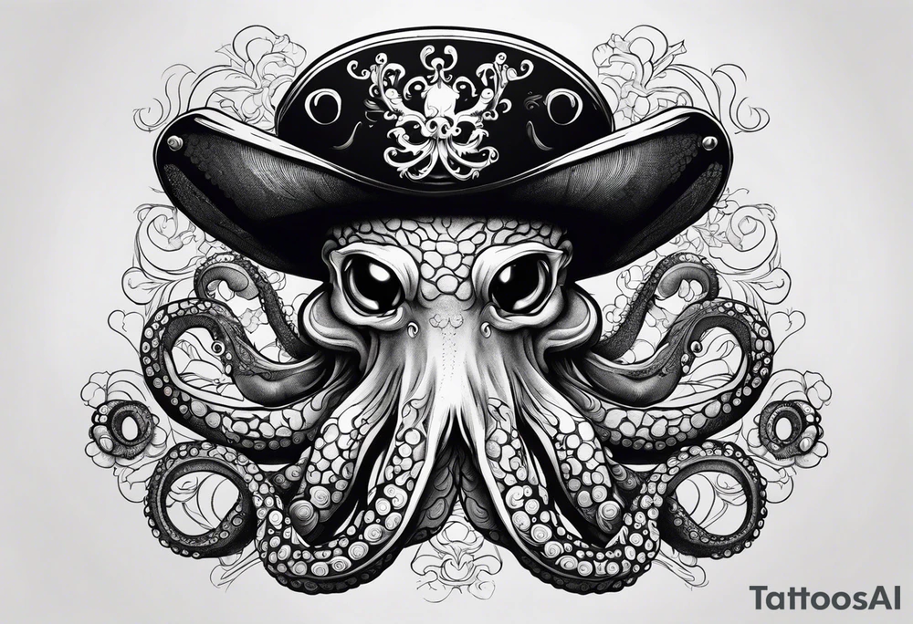 octopus wearing a pirate hat tattoo idea
