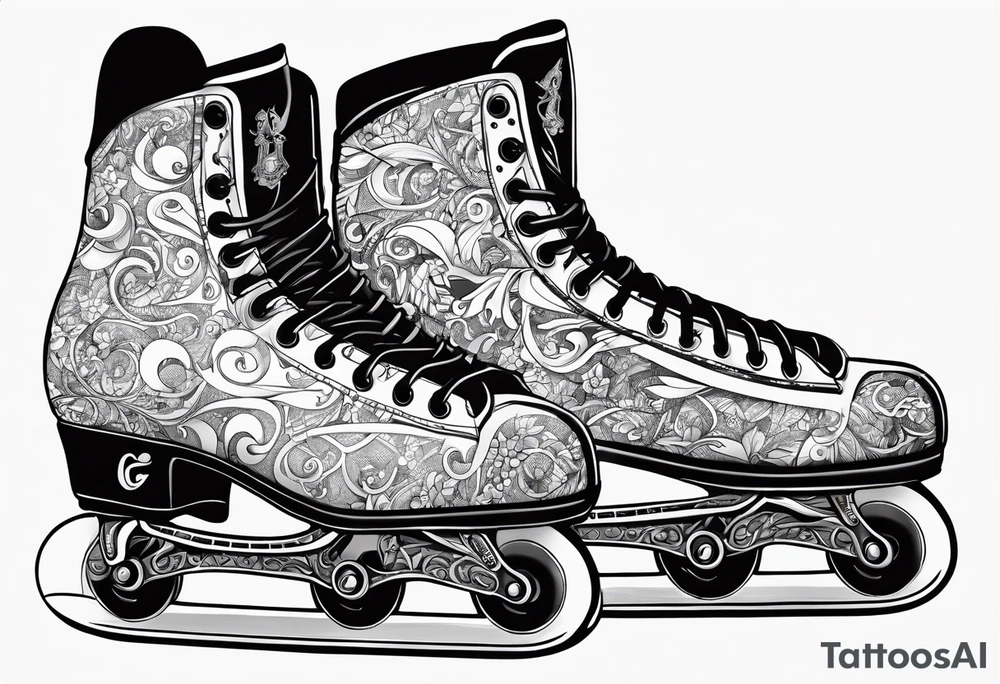 Skates with music notes tattoo idea