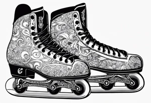 Skates with music notes tattoo idea