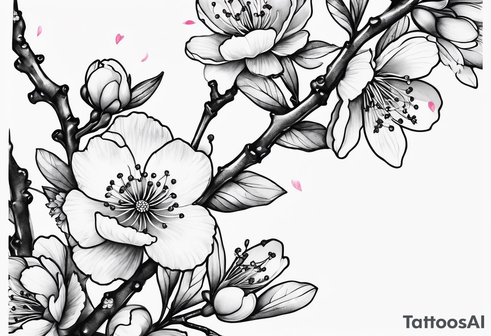 Cherry blossoms around the number 7 tattoo idea