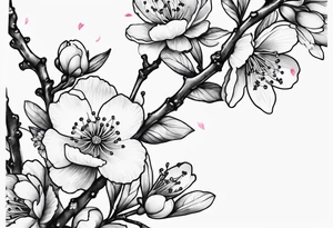 Cherry blossoms around the number 7 tattoo idea