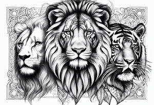 Lion tiger elephant tattoo idea