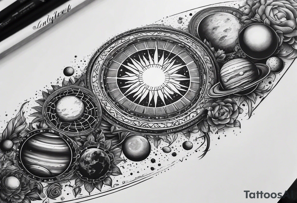 solar system spine tattoo idea