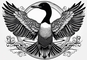 A loon with its wings spread tattoo idea