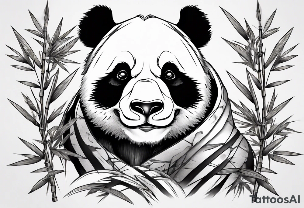 Panda with bamboo tattoo idea