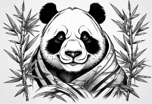 Panda with bamboo tattoo idea