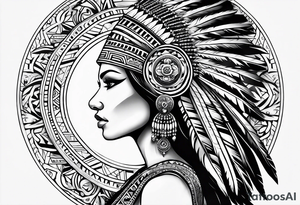 Aztec princess side profile tattoo idea
