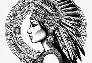 Aztec princess side profile tattoo idea