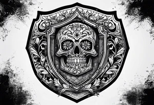 shadows of the dead inside a shield shape tattoo idea