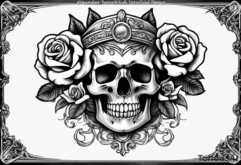 Alexander the Great skull and rose tattoo idea