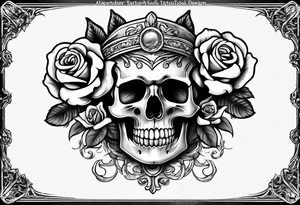 Alexander the Great skull and rose tattoo idea