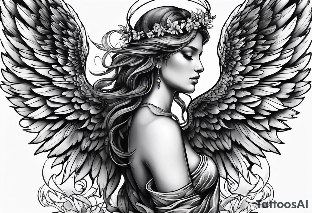 Angel with prayer hands tattoo idea
