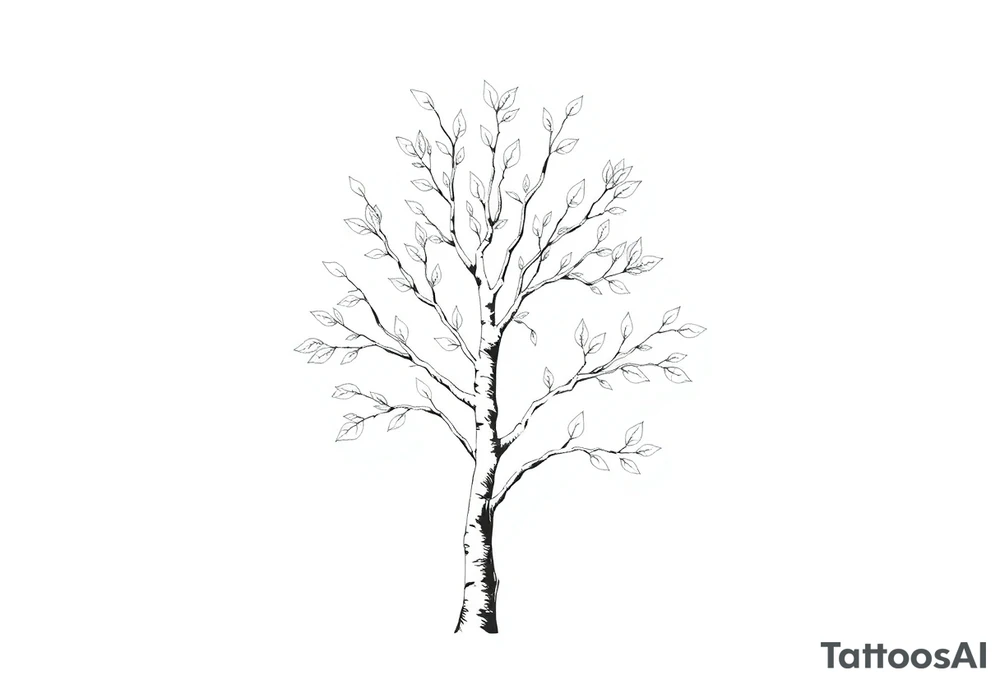 birch tree with light coloured leaves tattoo idea