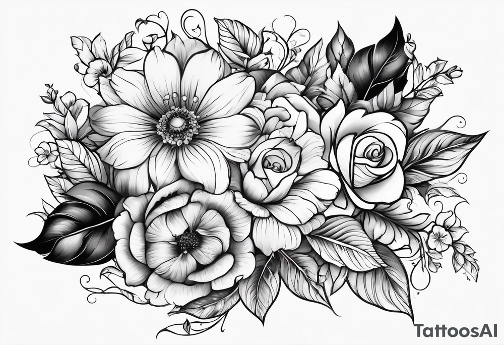 ornaments of flowers tattoo idea