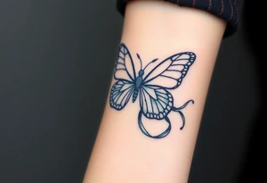 ethereal butterfly with flowing silk ribbons in moonlight tattoo idea