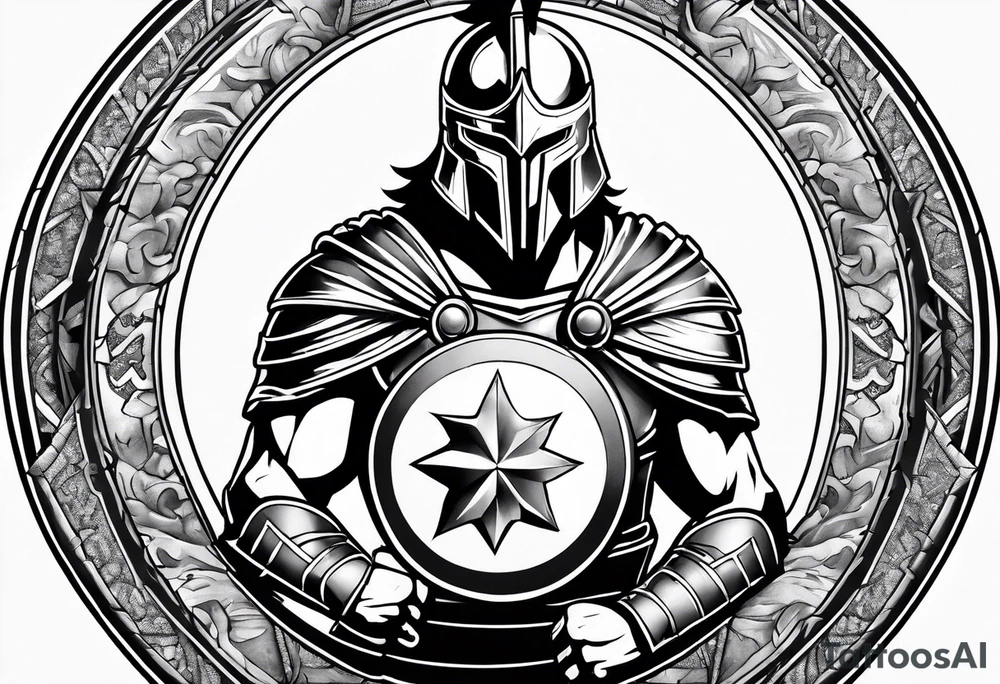 Spartan warrior with shield tattoo idea