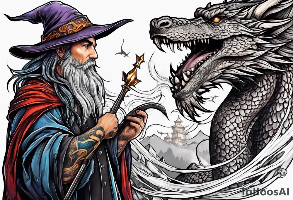 Wizard with dragon tattoo idea