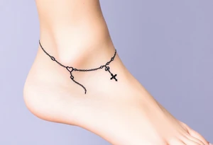 Rosary chain around ankle tattoo idea