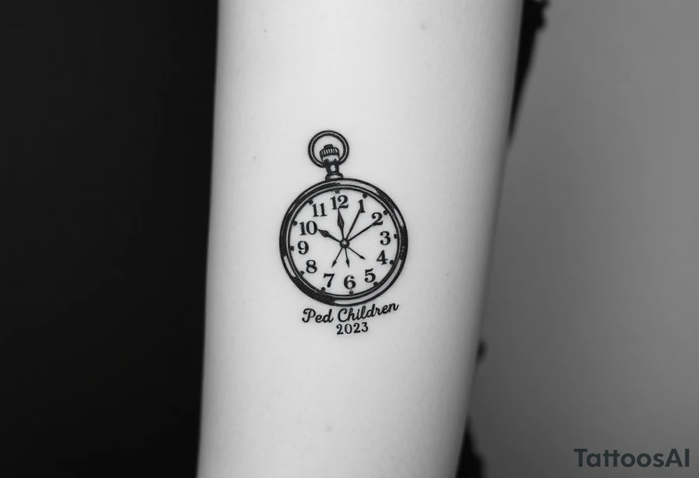 Old paper scroll and pocket watch 
with my 3 childrens names and birth dates tattoo idea