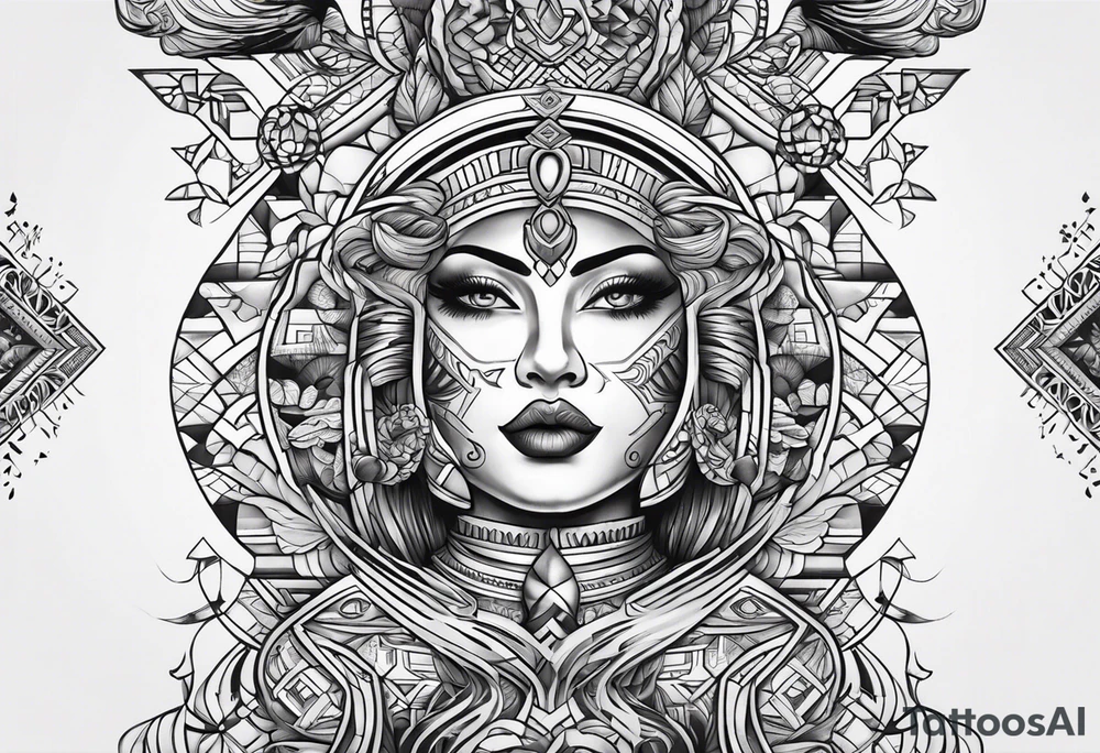 Columbia culture tattoo idea on leg/leg sleeve tattoo idea