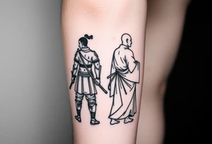 Warrior and Monk standing back to back tattoo idea