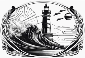 blade, saturn, lighthouse tattoo idea