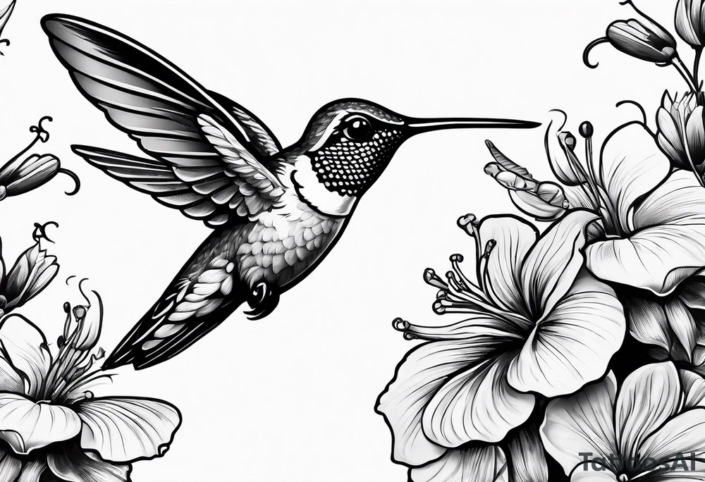 Hummingbird battling a wasp tattoo idea