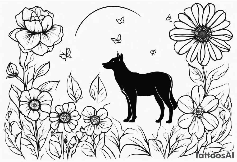 animal, flowers. For remember the death, my dad. and the futur, for being strong tattoo idea