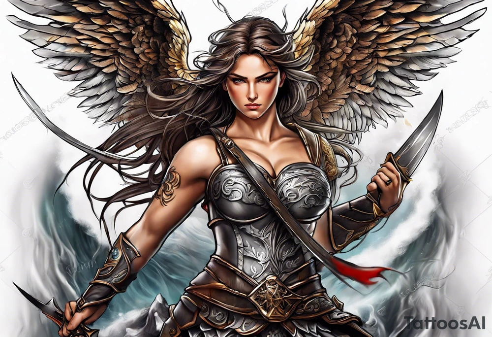 Angel warrior tattoo fighting tattoo idea